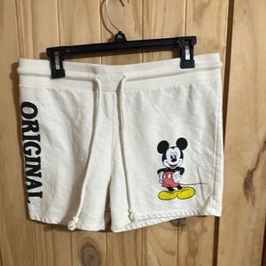 Disney Women's White Shorts with Mickey Mouse Design